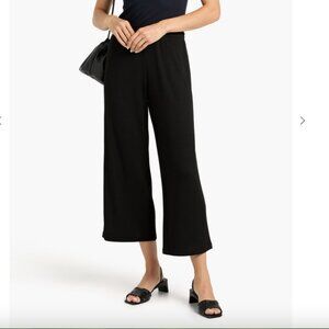 Vince | Black knit cropped high waist straight leg elastic culotte pants | Sz S